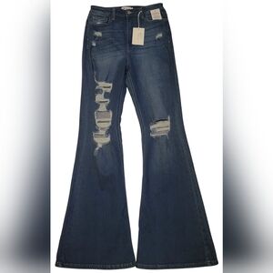 Cello Distressed Women's Flare Blue Jeans Size 11 Y2K